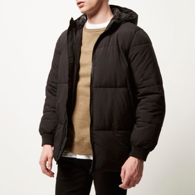 Black casual padded winter coat